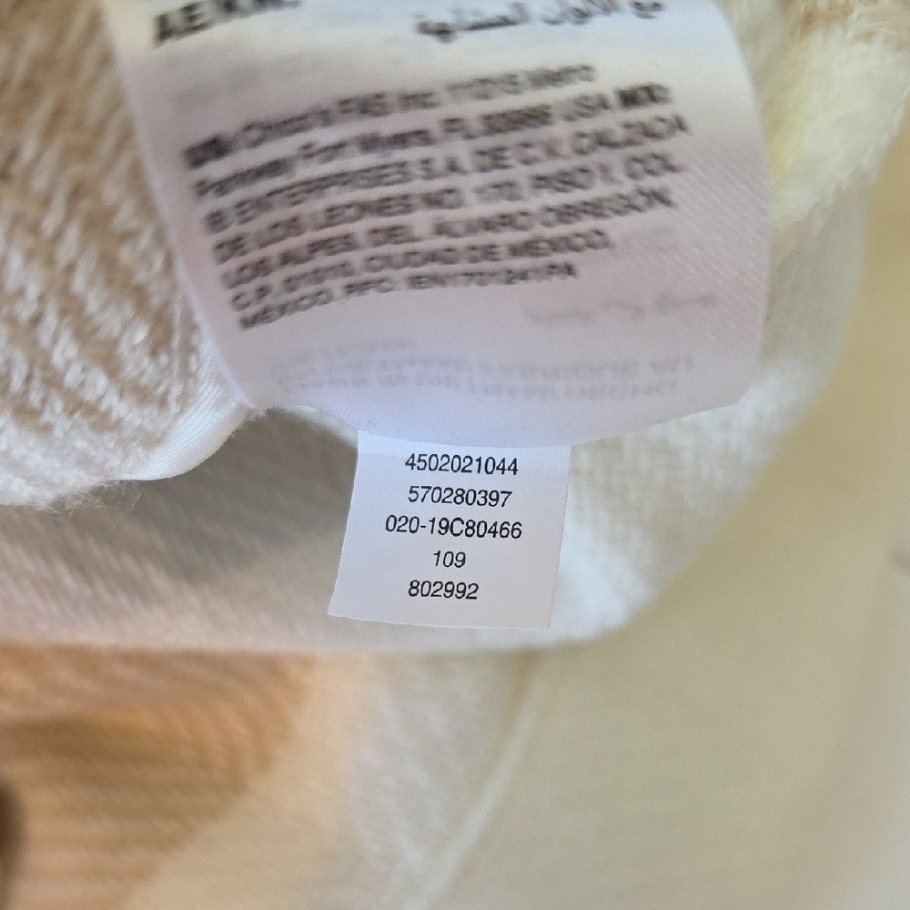 Chico's White Striped Cream Shawl-Collar Belted Blanket Jacket with Navy Beige - Picture 13 of 13